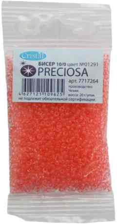 Бисер "Preciosa", прозрачный solgel, цвет: оранжевый, 10/0, 20 г. 331-19001-10/0-01291