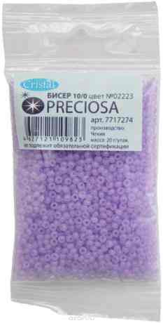 Бисер "Preciosa", непрозрачный, глянцевый, цвет: светло-сиреневый (02223), 10/0, 20 г
