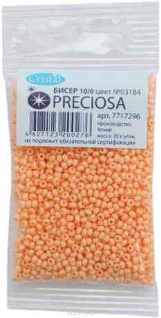 Бисер "Preciosa", непрозрачный, матовый, цвет: персиковый (03184), 10/0, 20 г