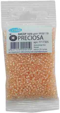 Бисер "Preciosa" прозрачный с покрытием, 10/0, 20 г. 331-19001-10/0-08118