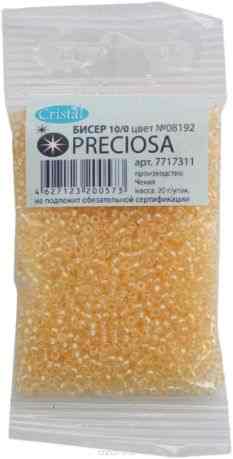Бисер "Preciosa", прозрачный, глянцевый, цвет: светло-бежевый (08192), 10/0, 20 г