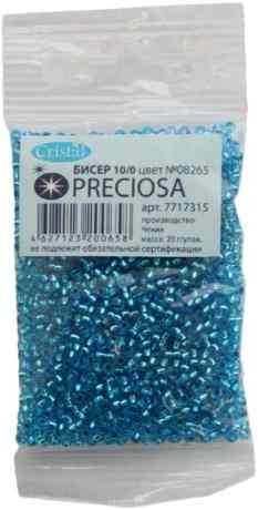 Бисер "Preciosa" прозрачный с серебристым центром, 10/0, 20 г. 331-19001-10/0-08265