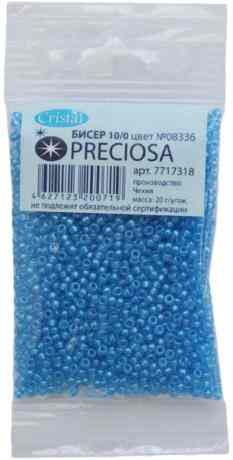 Бисер "Preciosa" прозрачный с покрытием, 10/0, 20 г. 331-19001-10/0-08336