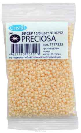 Бисер "Preciosa", непрозрачный, матовый, цвет: светло-бежевый (16292), 10/0, 20 г