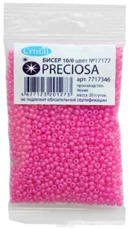 Бисер "Preciosa", алебастр, цвет: розовый, 10/0, 20 г. 331-19001-10/0-17177