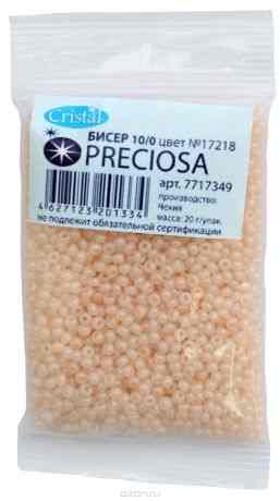 Бисер "Preciosa", непрозрачный, матовый, цвет: кремовый (17218), 10/0, 20 г