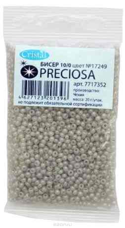 Бисер "Preciosa", непрозрачный, глянцевый, цвет: серый (17249), 10/0, 20 г