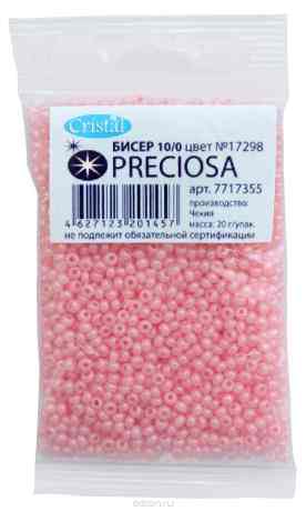 Бисер "Preciosa", непрозрачный, матовый, цвет: розовый (17298), 10/0, 20 г