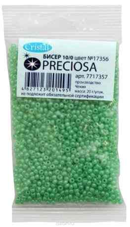 Бисер "Preciosa", непрозрачный, глянцевый, цвет: мятный (17356), 10/0, 20 г