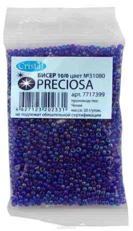 Бисер "Preciosa" прозрачный радужный, 10/0, 20 г. 331-19001-10/0-31080