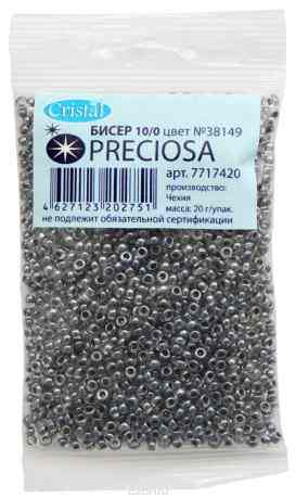 Бисер "Preciosa" прозрачный с цветным центром, 10/0, 20 г. 331-19001-10/0-38149
