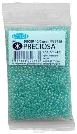 Бисер "Preciosa" прозрачный с цветным центром, 10/0, 20 г. 331-19001-10/0-38158