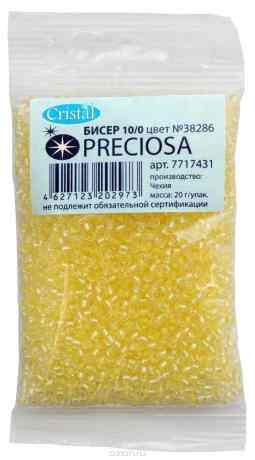Бисер "Preciosa", цвет: прозрачный с жемчужным центром, 10/0, 20 г. 331-19001-10/0-38286