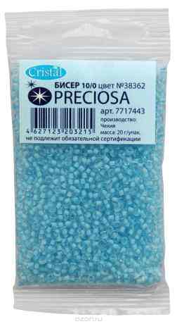 Бисер "Preciosa" прозрачный с цветным центром, 10/0, 20 г. 331-19001-10/0-38362