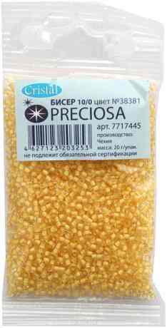 Бисер "Preciosa" прозрачный с цветным центром, 10/0, 20 г. 331-19001-10/0-38381