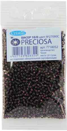Бисер "Preciosa" прозрачный с серебристым центром, 10/0, 20 г. 331-19001-10/0-27080С