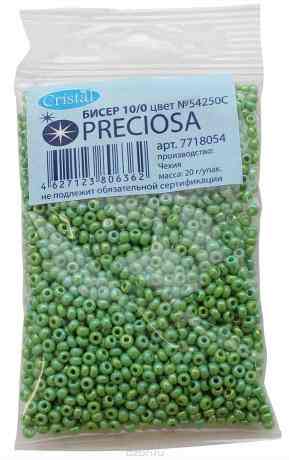 Бисер "Preciosa", зеленый, 10/0, 20 г. 331-19001-10/0-54250С