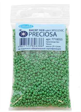Бисер "Preciosa", непрозрачный с покрытием, цвет: зеленый, 10/0, 20 г. 331-19001-10/0-53250С