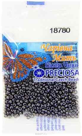 Бисер "Preciosa", непрозрачный, глянцевый, цвет: темно-серый (18780), 10/0, 5 г