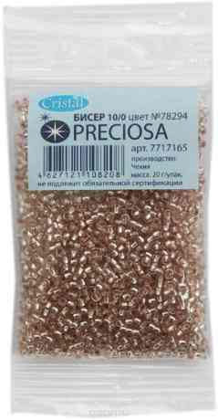 Бисер "Preciosa" прозрачный solgel с серебристым центром, 10/0, 20 г. 331-19001-10/0-78294