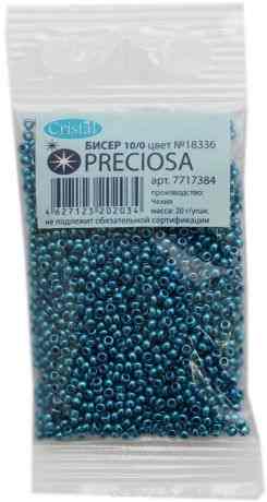 Бисер "Preciosa", непрозрачный, перламутровый, цвет: синий (18336), 10/0, 20 г