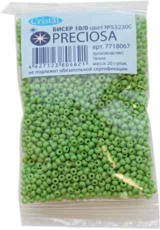 Бисер "Preciosa", непрозрачный с покрытием, цвет: светло-зеленый, 10/0, 20 г. 331-19001-10/0-53230С