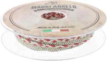 Лента кружевная "Mauri Angelo", цвет: серый, коралловый, 1,3 см х 10 м