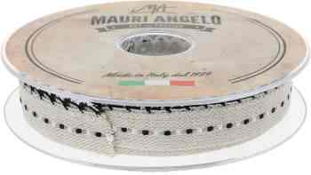 Лента декоративная "Mauri Angelo", цвет: бежевый, черный, белый, 2,4 см х 10 м