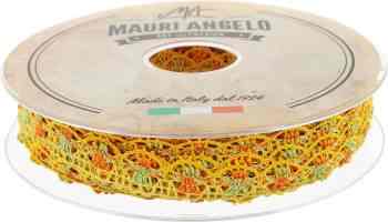 Лента кружевная "Mauri Angelo", цвет: оранжевый, желтый, зеленый, 1,8 см х 20 м. MR8849/MC/2
