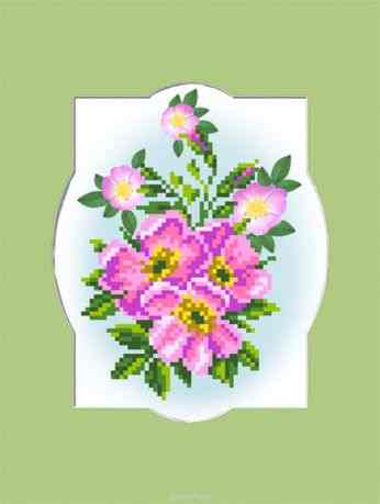 Набор для вышивания бисером Матренин Посад "Шиповник", с паспарту, 24 х 26 см