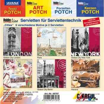 Набор салфеток для декупажа C.Kreul "Города", 12 шт (6 мотивов по 2 шт)