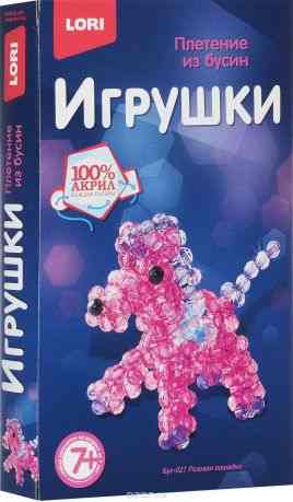 Набор для плетения игрушки из бусин Lori "Розовая лошадка"