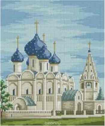 Набор для создания картины со стразами Цветной "Алмазная мозаика. Голубые купола", 40 x 50 см