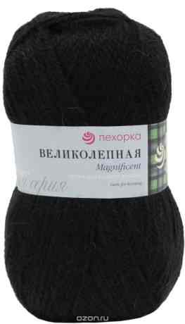 Пряжа для вязания Пехорка "Великолепная", цвет: черный (02), 300 м, 100 г, 10 шт