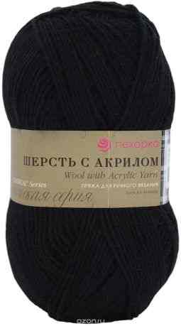 Пряжа для вязания Пехорка "Шерсть с акрилом", цвет: черный (02), 300 м, 100 г, 10 шт