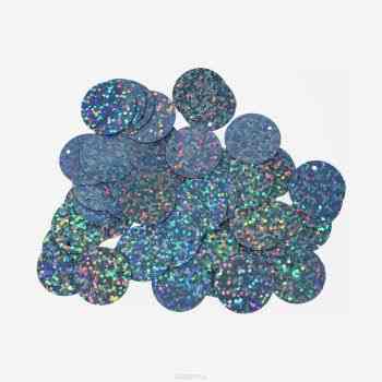 Пайетки плоские "Астра", с голограммой, цвет: темное серебро, 20 мм, 10 г