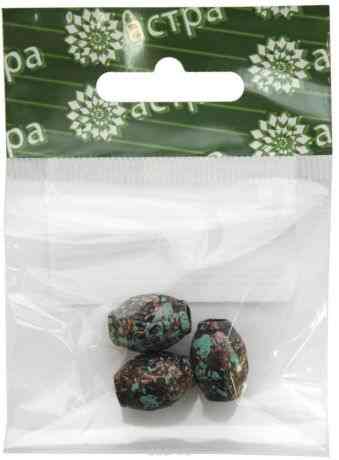 Бусины "Астра", цвет: серый, черный, 16 х 11,5 х 5 мм, 3 шт. 7715538_2318