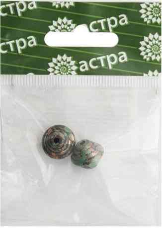 Бусины "Астра", цвет: серый, черный, 14 х 10,5 мм, 2 шт. 7715551_3623