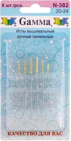 Иглы ручные "Gamma", синельные, №20-24, 6 шт