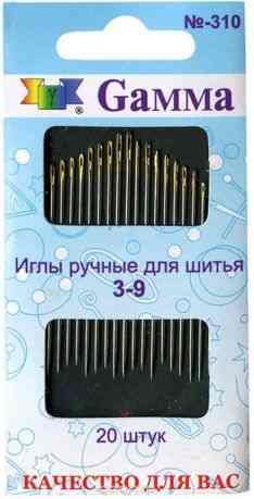 Иглы ручные "Gamma", для шитья, №3-9, 20 шт. N-310