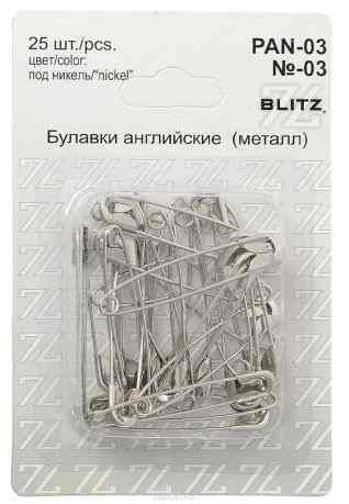 Булавки английские "Blitz", цвет: никель, 4,5 см, 25 шт