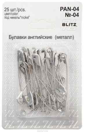Булавки английские "Blitz", цвет: никель, 5,5 см, 25 шт