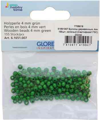 Бусины "Glorex", 4 мм, цвет: зеленый, 155 шт. 61651007