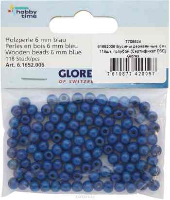 Бусины "Glorex", 6 мм, цвет: голубой, 118 шт. 61652006