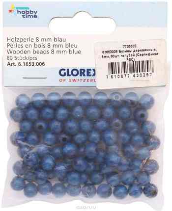 Бусины "Glorex", 8 мм, цвет: голубой, 80 шт. 61653006