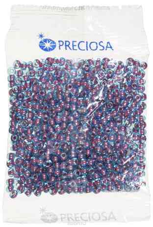 Бисер Preciosa "Drops", прозрачный, с цветным центром, цвет: сине-розовый (61398), 5/0, 50 г