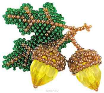 Набор для бисероплетения Riolis "Брошь. Желуди", цвет: коричневый, желтый, зеленый, 4,5 х 5 см