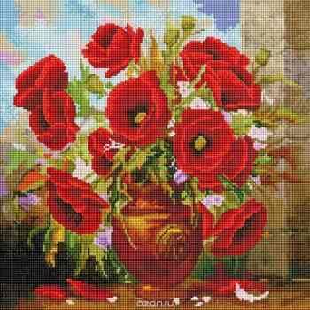 Алмазная мозаика на подрамнике Белоснежка "Маки", 40 х 40 см