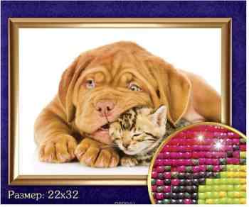 Школа талантов Алмазная вышивка Котенок и щенок