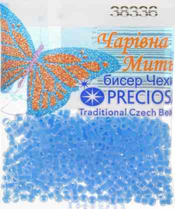 Бисер "Preciosa", матовый, с цветной серединой, цвет: синий (38336), 10/0, 5 г. 544203_38336